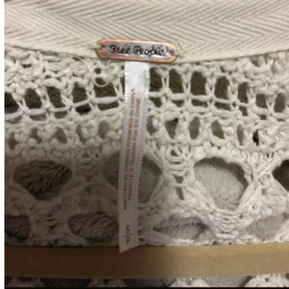 Free People Sweet Talker Long Crochet Cardigan S Ivory Boho Duster Festival